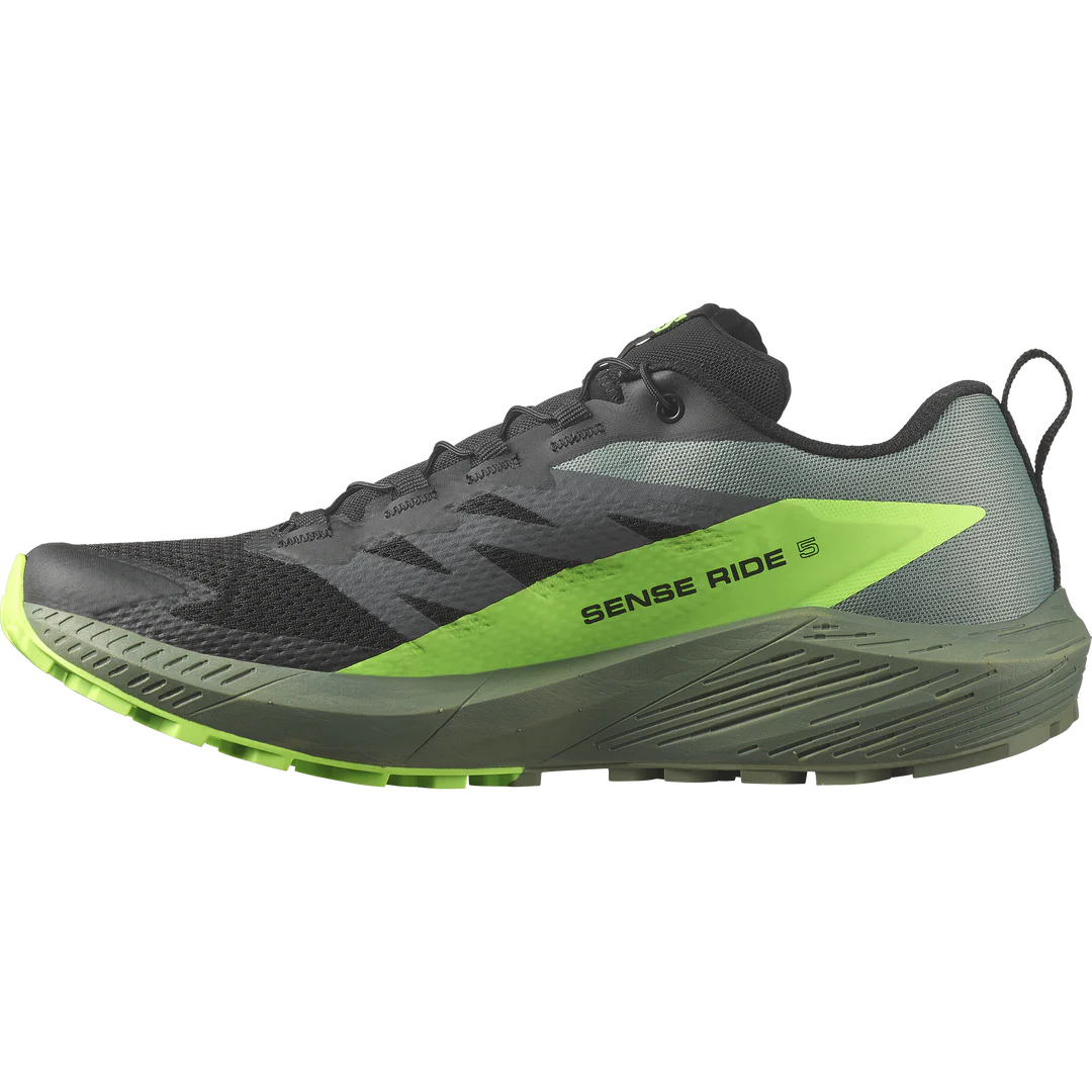 Salomon Sense Ride 5 (Men's) - Black/Laurel Wreath/Green Gecko - Find Your Feet Australia Hobart Launceston Tasmania