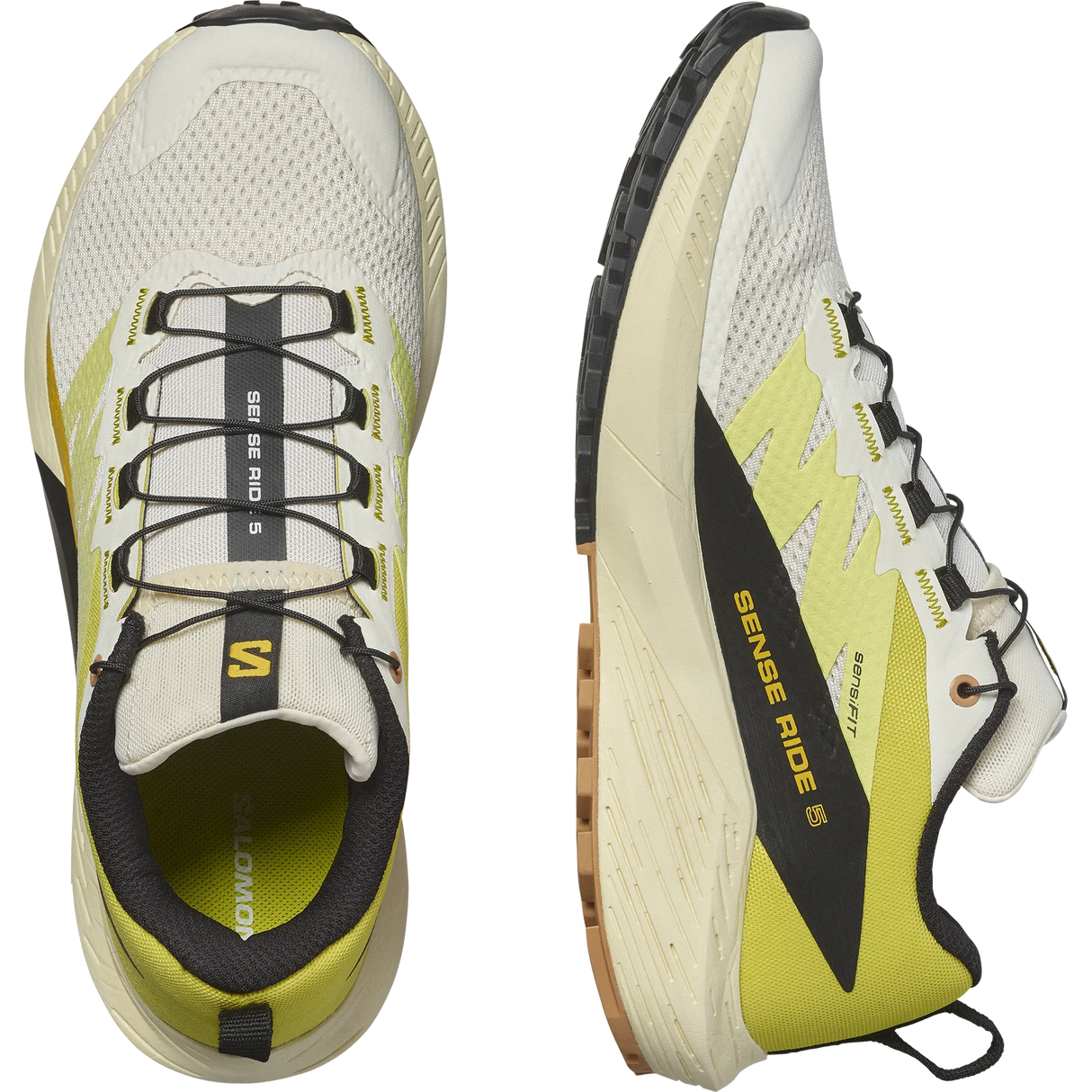 Salomon Sense Ride 5 Shoes (Women's) - Vanilla Ice / Sulphur Spring / Black - Find Your Feet Australia Hobart Launceston Tasmania
