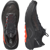 Black Salomon Abi trail running shoes shown from the top and side views against a white background. - Salomon S/LAB Genesis 2 Shoes (Unisex) - Black/Black/Fiery Red