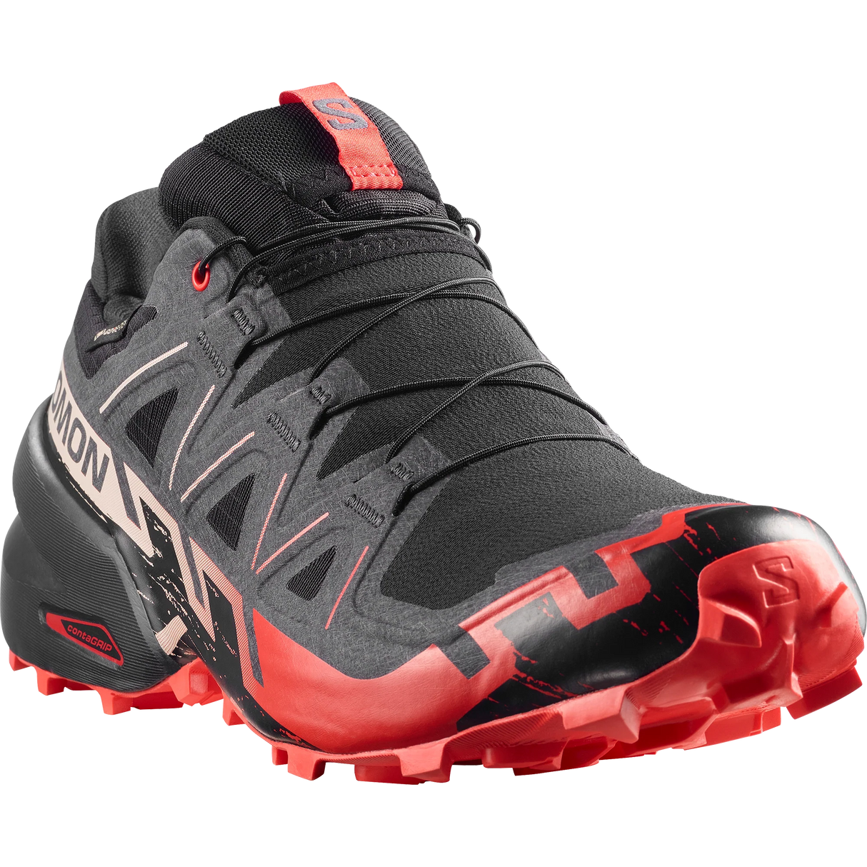 Salomon Speedcross 6 Gore-Tex Shoes (Men's) - Black/Fiery Red/Almond Milk