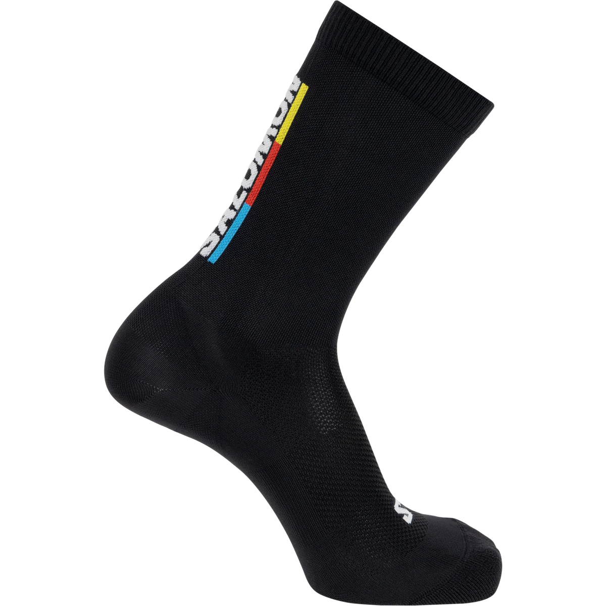 Salomon Pulse Race Flag Crew Sock (Unisex) - Black/Bright Red/Lemon - Find Your Feet Australia Hobart Launceston Tasmania