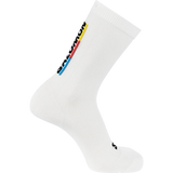 Salomon Pulse Race Flag Crew Sock (Unisex) - White/Bright Red/Lemon - Find Your Feet Australia Hobart Launceston Tasmania