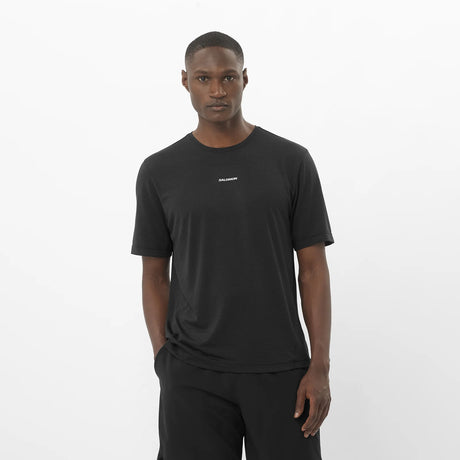Salomon Shakeout Core Short Sleeve Tee (Men's) - Deep Black - Find Your Feet Australia Hobart Launceston Tasmania