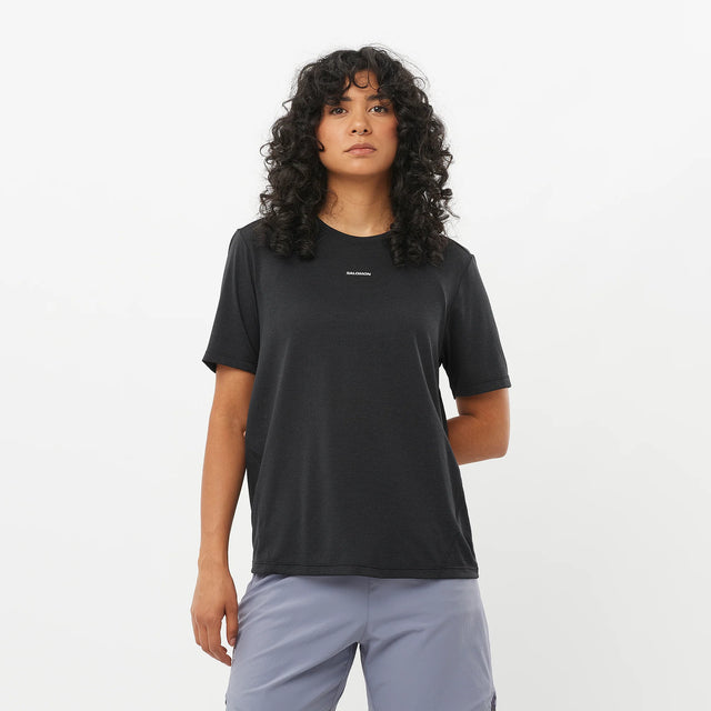 Salomon Shakeout Cross Short Sleeve Tee (Women's) - Deep Black - Find Your Feet Australia Hobart Launceston Tasmania