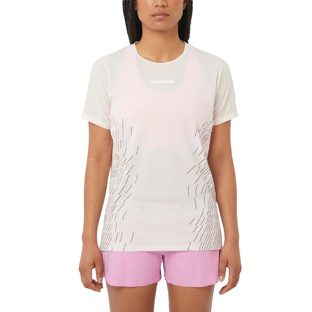 Salomon Sense Aero Short Sleeve Tee GFX (Women's) - SS - Whisper White - Find Your Feet Australia Hobart Launceston Tasmania