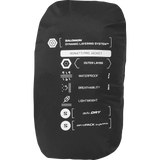 A black Salomon Dynamic Layering System Bonatti Pro Jacket packable sleeve, featuring white printed technical specifications and logos on a clean white background. - Salomon Bonatti Pro Jacket (Men's) - Deep Black
