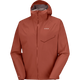 A Salomon hooded rain jacket in a terracotta rust color, featuring a full-zip front, a zippered chest pocket, and the Salomon logo on the left chest, shown against a plain white background. - Salomon Bonatti Waterproof Jacket (Men's) - Burnt Umber