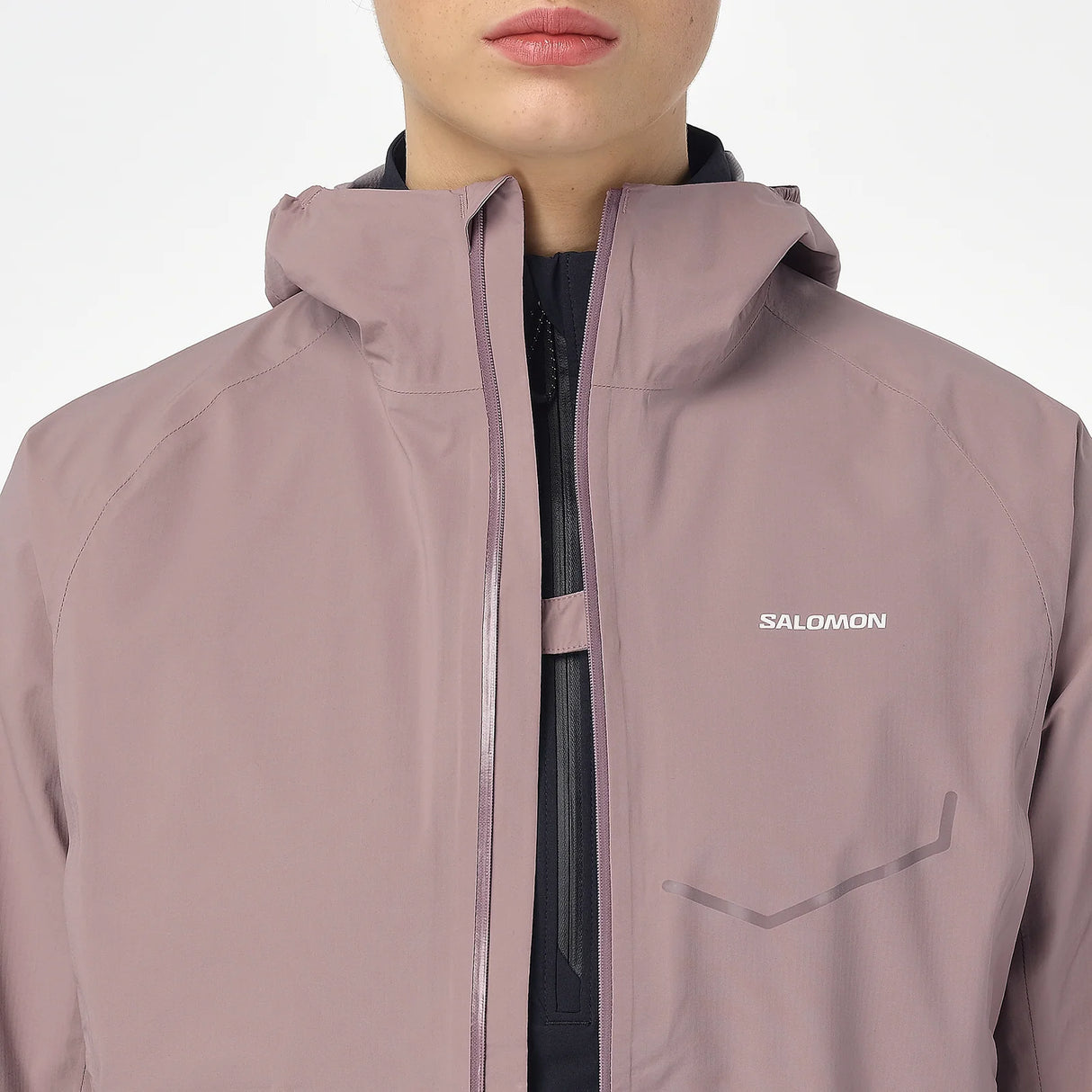 Purple jacket with Salomon branding on a white background - Salomon Bonatti Waterproof Jacket (Women's) - Antler