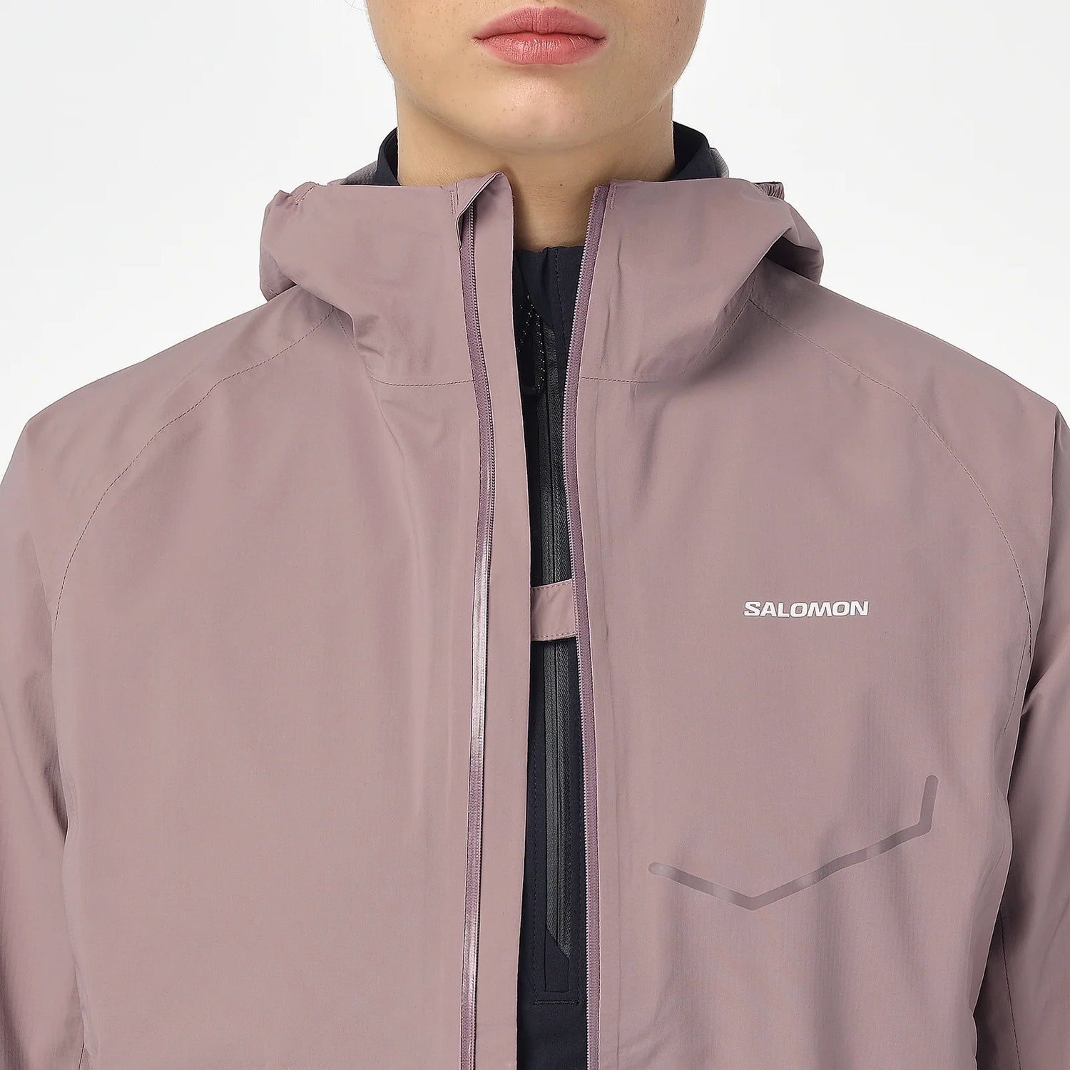 Purple jacket with Salomon branding on a white background - Salomon Bonatti Waterproof Jacket (Women's) - Antler