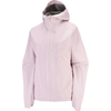 A light pink hooded rain jacket with a full front zipper and zippered chest pocket, shown on a plain white background. - Salomon Bonatti Pro Jacket (Women's) - Icy Pink
