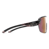 Smith sunglasses with black frame and pinkish-brown lenses on a white background - Smith Bobcat Sunglasses - Matte Salt Haze | ChromaPop Rose Gold 