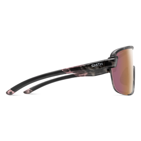 Smith sunglasses with black frame and pinkish-brown lenses on a white background - Smith Bobcat Sunglasses - Matte Salt Haze | ChromaPop Rose Gold 