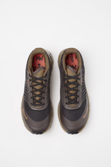 A pair of Altra running shoes in dark brown and black with a red and black Altra logo on the insole, shown from a top-down view on a white background. - NNormal Tomir 2.0 GORE-TEX Shoes (Unisex) - Brown/Black