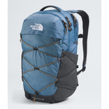 A blue and dark gray The North Face Karris backpack, shown from a three-quarter angle against a light gray background. - The North Face Borealis Backpack - Winslor Blue/Anthracite Grey/Utility Brown