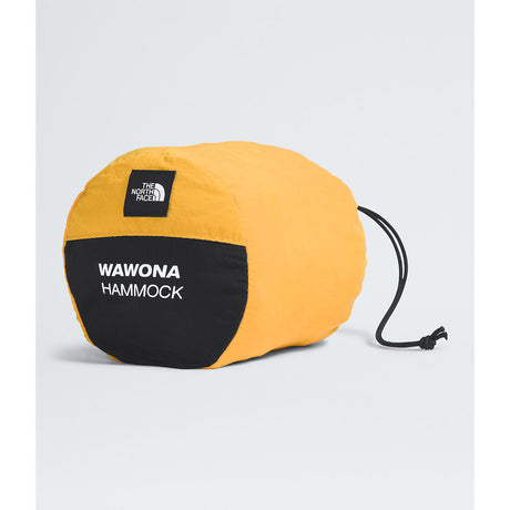 Yellow hammock bag with black accents and 'Wawona' branding on a light gray background - The North Face Wawona Camp Hammock - Summit Gold/TNF Black