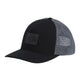 A black and gray trucker hat by The North Face, featuring a solid black front panel and brim, with a gray mesh back, shown on a plain white background. - The North Face Keep It Patched Trucker - TNF Black/Asphalt Grey