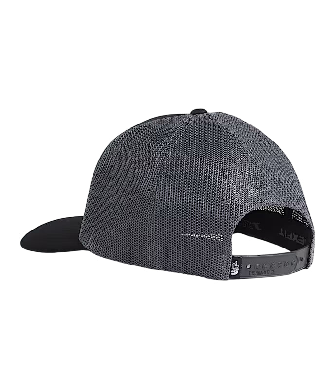 Black cap with a brand logo on the back on a white background - The North Face Keep It Patched Trucker - TNF Black/Asphalt Grey