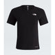 A black short-sleeve crewneck athletic t-shirt by The North Face, featuring a small white logo on the left chest and 'LIFEBALLOON' printed near the bottom hem, displayed against a light gray background. - The North Face Sunriser Short-Sleeve T-Shirt (Women's) - TNF Black