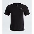 A black short-sleeve crewneck athletic t-shirt by The North Face, featuring a small white logo on the left chest and 'LIFEBALLOON' printed near the bottom hem, displayed against a light gray background. - The North Face Sunriser Short-Sleeve T-Shirt (Women's) - TNF Black