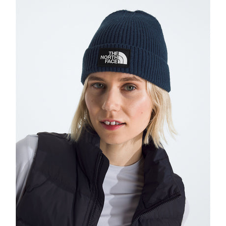 The North Face TNF Logo Box Cuffed Beanie - Summit Navy