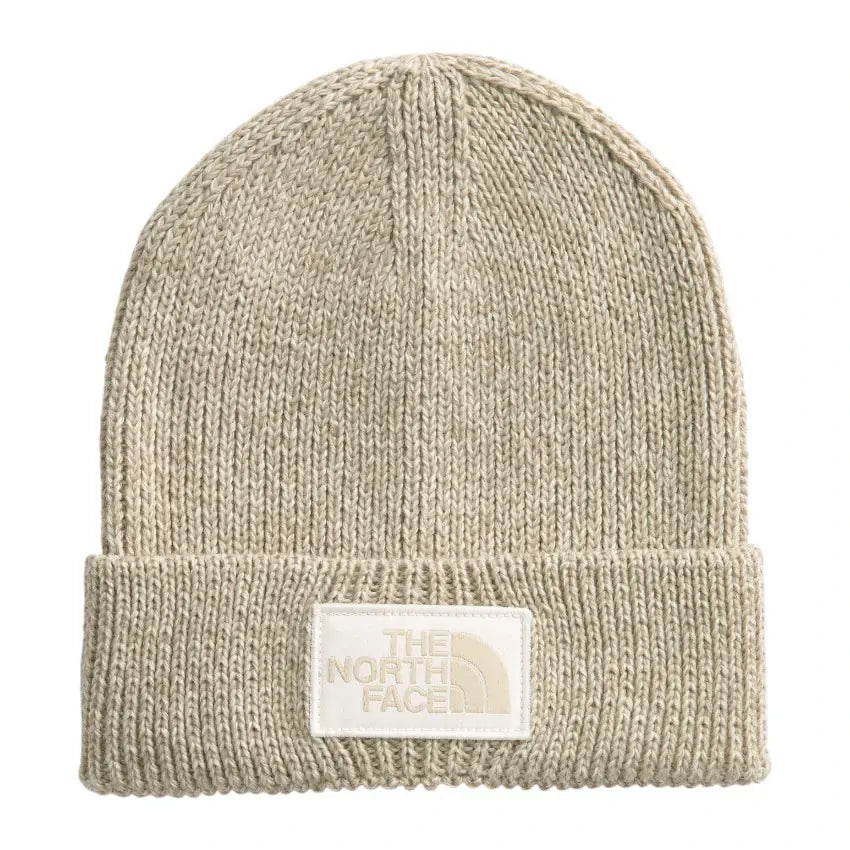 The North Face TNF Logo Box Cuffed Beanie - Gravel Heather/White Dune