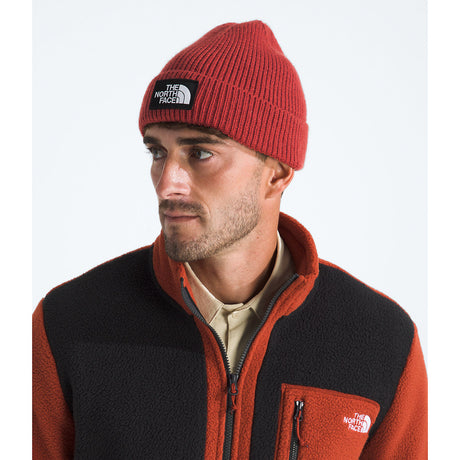 The North Face TNF Logo Box Cuffed Beanie - Iron Clay
