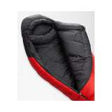A black and red sleeping bag shown open against a light gray background. - The North Face Inferno Sleeping Bag - 20F / -29C
