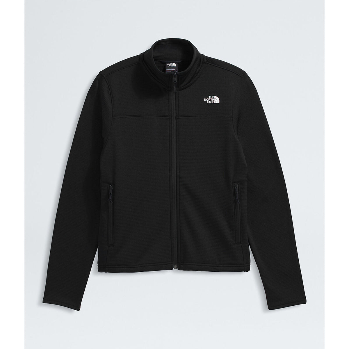 Black jacket with a brand logo on a light gray background - The North Face Cedar Trail Grid Fleece Jacket (Women's) - TNF Black