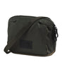 The North Face dark olive green nylon shoulder bag with a black brand patch on the front, set against a plain white background. - The North Face Base Camp Voyager Pro Crossbody Bag - New Taupe Green/TNF Black