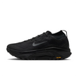 A black Nike running shoe with a textured mesh upper, a dark gray Swoosh logo, and a black Vibram outsole, shown in a side profile on a white background. - Nike ACG Zegama Trail GORE-TEX Shoes (Men's) - Black/Anthracite