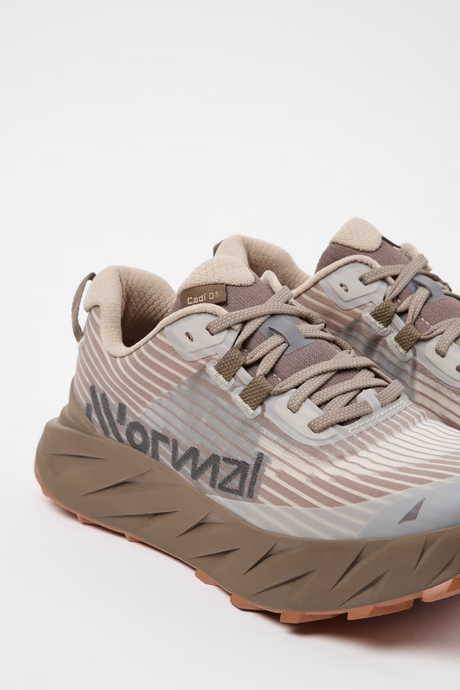Brown running shoe with 'Altra' branding on a white background - NNormal Cadí Shoes (Men's) - Brown