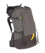 Gray backpack with black straps and yellow accents on a white background - One Planet Tussock 60L Pack - Black