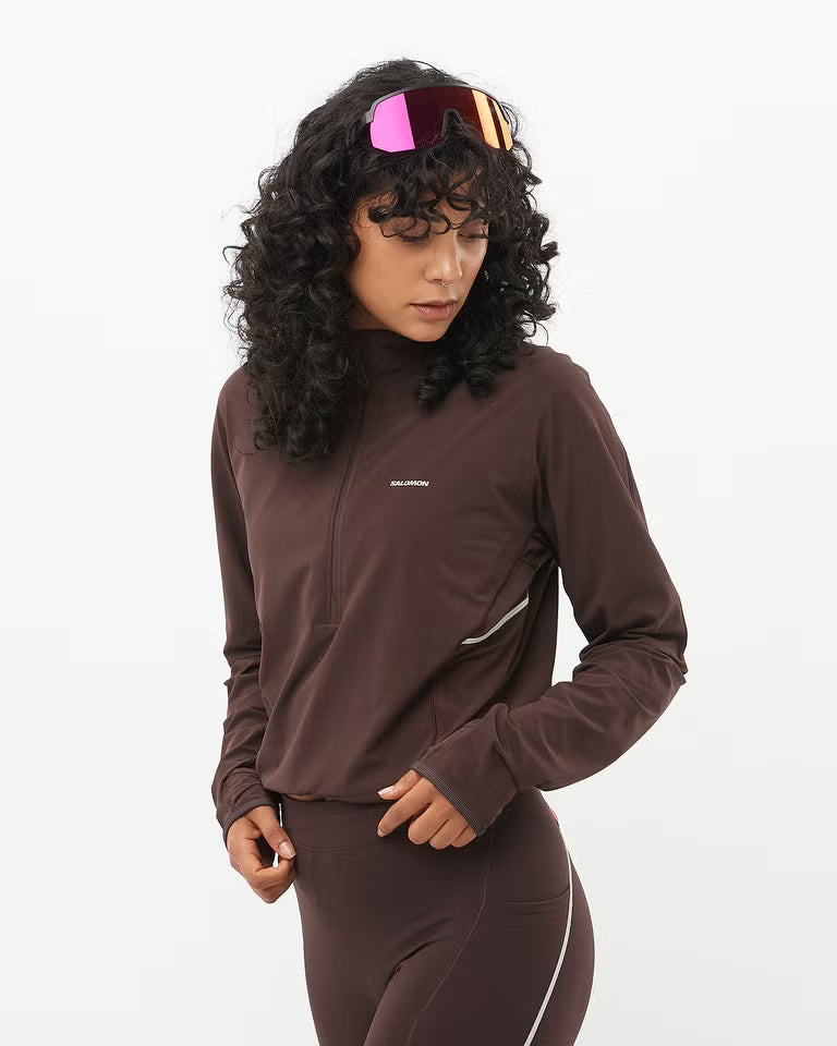 Salomon Sense Aero Hybrid Half Zip Pullover (Women's) - Coffee Bean - Find Your Feet Australia Hobart Launceston Tasmania