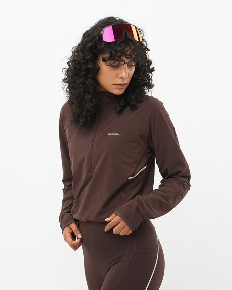 Salomon Sense Aero Hybrid Half Zip Pullover (Women's) - Coffee Bean - Find Your Feet Australia Hobart Launceston Tasmania