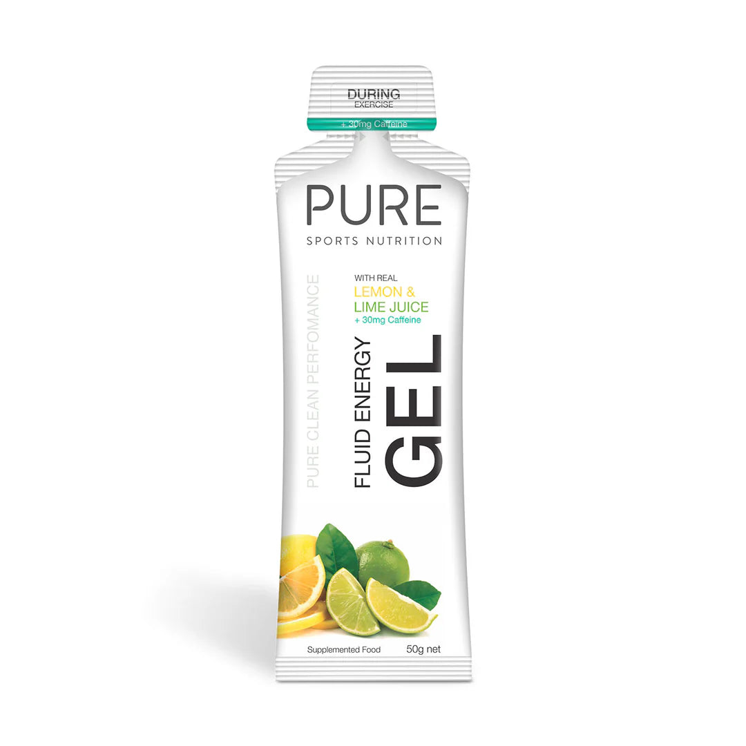 Pure Fluid Energy Gel 50G - Lemon Lime + Caffeine - Find Your Feet Australia Hobart Launceston Tasmania