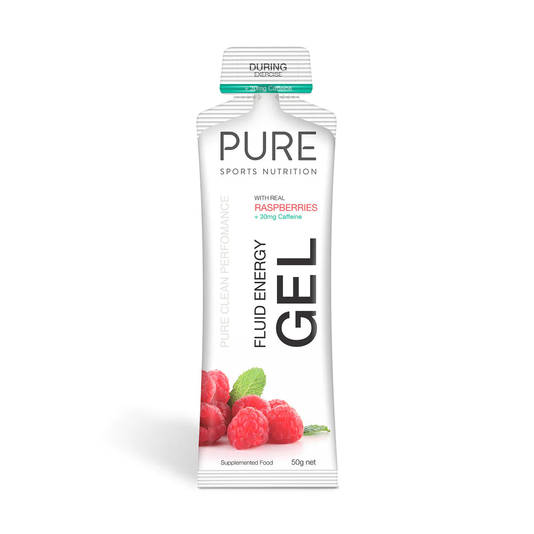 Pure Fluid Energy Gel 50G - Raspberry + Caffeine - Find Your Feet Australia Hobart Launceston Tasmania