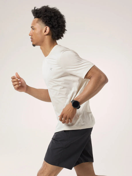 Arc'teryx Cormac Crew Neck Shirt Short Sleeve (Men's) - Arctic Silk Heather II - White