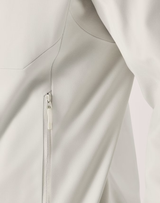 Close-up of a light gray zippered jacket or outerwear garment, showing the fabric texture and zipper detail. - Arc'teryx Gamma MX Hoody (Men's) - Sea Salt