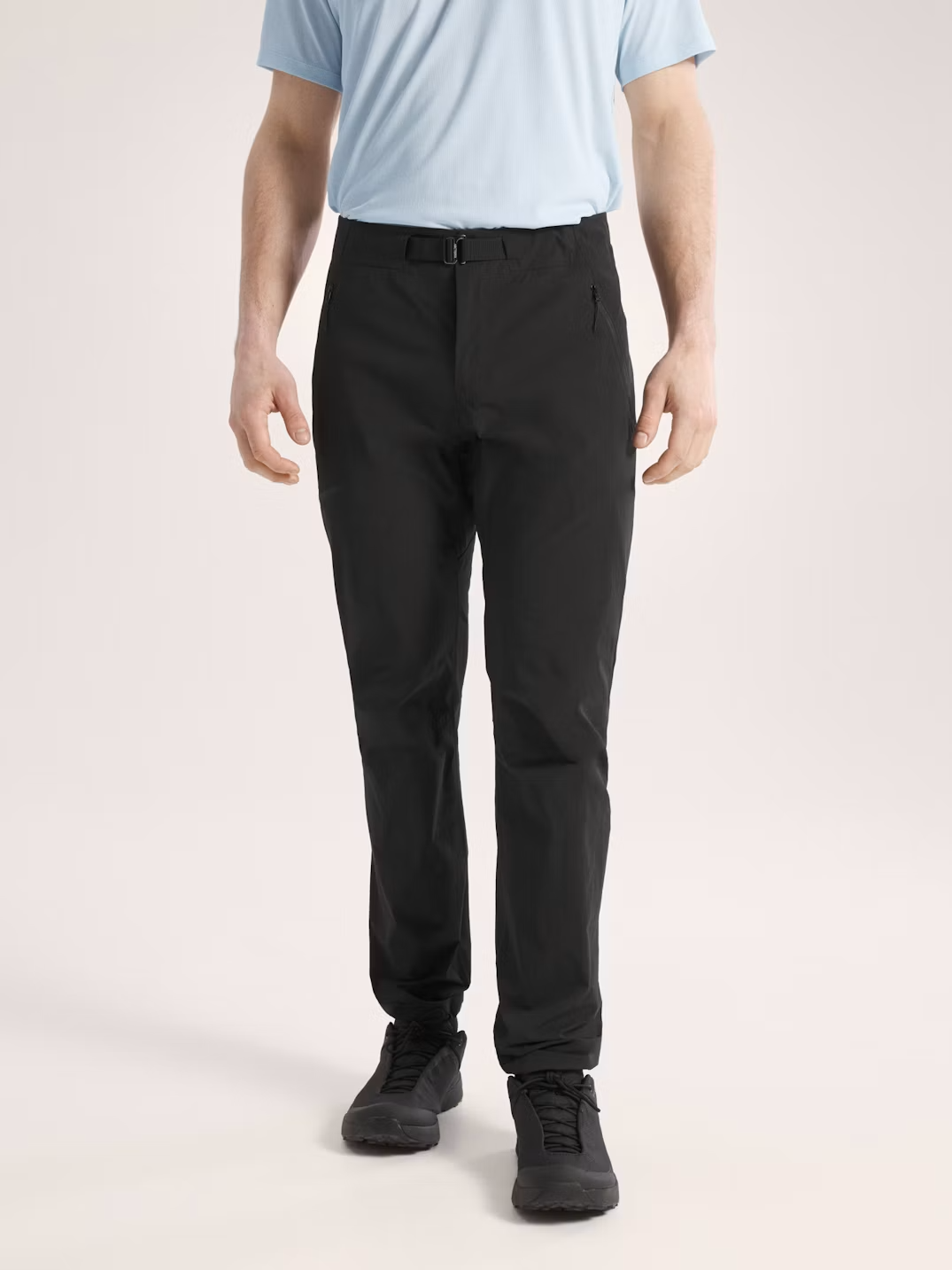 Person wearing black pants and a light blue shirt on a beige background - Arc'teryx Gamma SL Pants (Men's) - Black