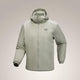 A light gray hooded jacket with a full front zipper and a small Arc'teryx logo on the left chest, displayed against a neutral light gray background. - Arc'teryx Atom Hoody (Men's) - Habitat