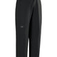 Black Arc'teryx outdoor pants with a matching black belt and a small silver Arc'teryx logo on the left thigh, shown against a plain white background. - Arc'teryx Nia Pants (Women's) - Black