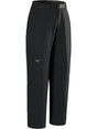 Black Arc'teryx outdoor pants with a matching black belt and a small silver Arc'teryx logo on the left thigh, shown against a plain white background. - Arc'teryx Nia Pants (Women's) - Black