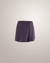 A pair of Arc'teryx running shorts in a muted purple shade, shown against a plain light beige studio background. - Arc'teryx Norvan Shorts 5" 2-in-1 (Women's) - Moondrop