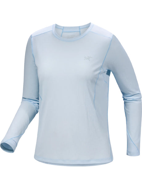 Light blue long-sleeve shirt on a white background - Arc'teryx Sunna Crew Shirt Long Sleeve (Women's) - Alpine Blue