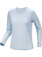 Light blue long-sleeve shirt on a white background - Arc'teryx Sunna Crew Shirt Long Sleeve (Women's) - Alpine Blue