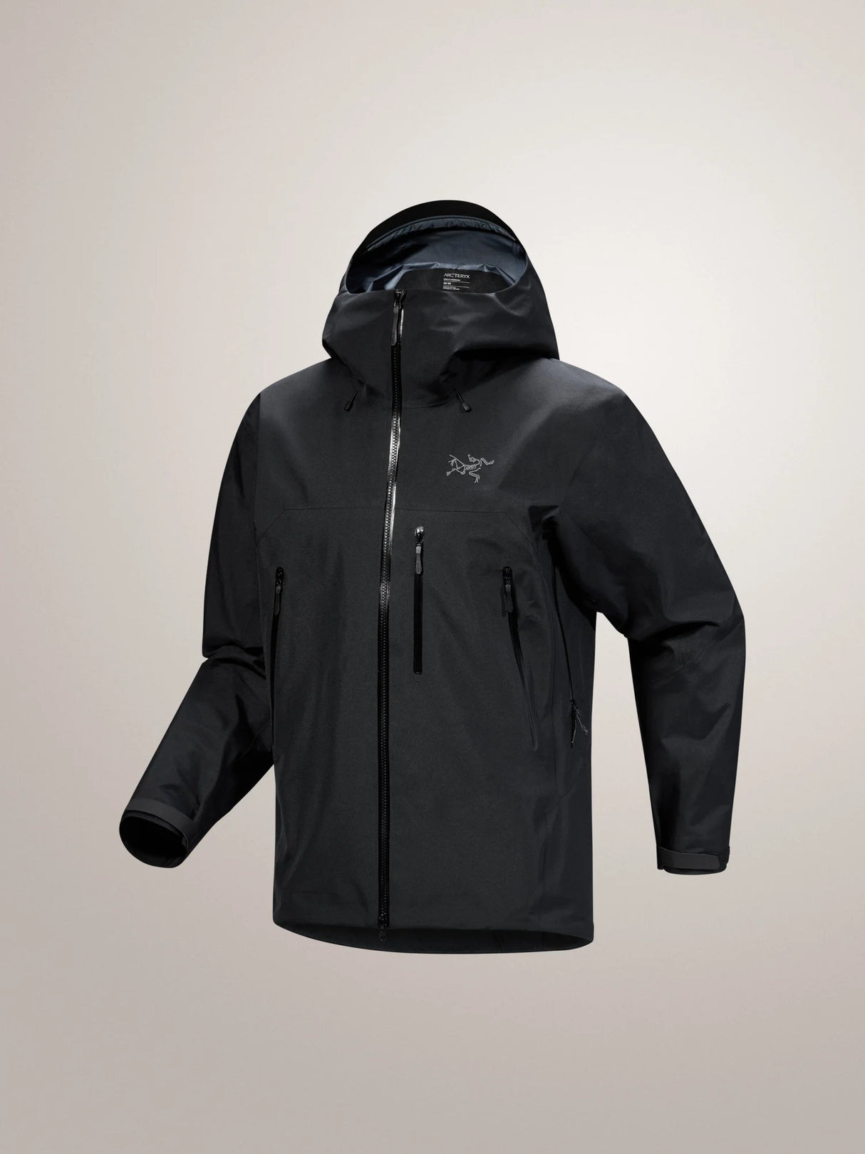 Black jacket with a hood on a light gray background - Arc'teryx Beta SV Jacket (Men's) - Black