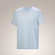 A light blue short-sleeve crewneck t-shirt with a small tonal logo on the left chest, displayed against a neutral beige gradient background. - Arc'teryx Cormac Crew Neck Shirt Short Sleeve (Men's) - Alpine Blue