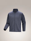Gray fleece jacket on a beige background - Arc'teryx Covert Cardigan (Men's) - Dark Stratus Healther/Black Sapphire