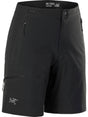 Black shorts with Arc'teryx branding on a white background - Arc'teryx Gamma Shorts 9" (Women's) - Black