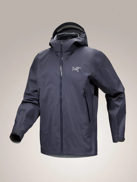 Navy blue jacket with brand logo on a light beige background - Arc'teryx Beta Jacket (Men's) - Black Sapphire